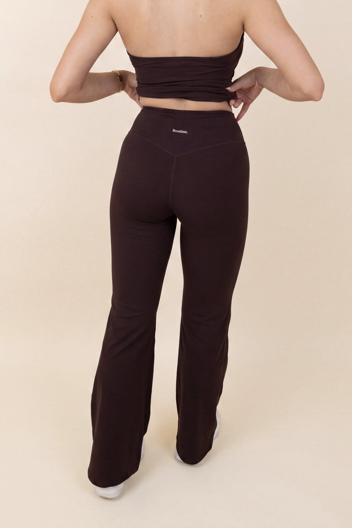 Routine Flared Pants in Dark Mocha - back view
