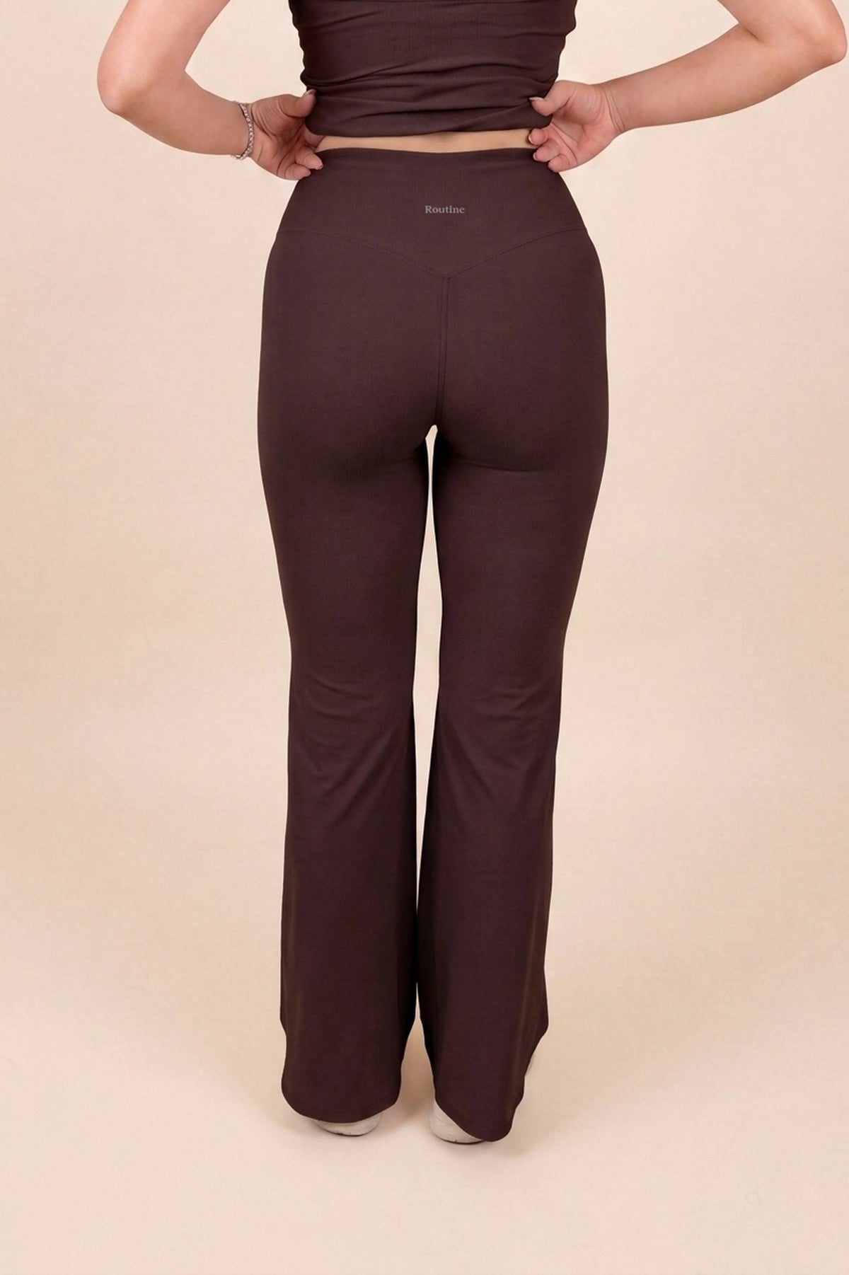 Routine Flared Pants in Dark Mocha - back waistband detail